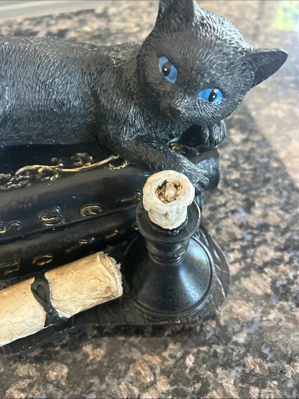 ASHLAND BLACK CAT SITTING ON MAGICAL BOOKS , CANDLE AND A SCROLL NWT
